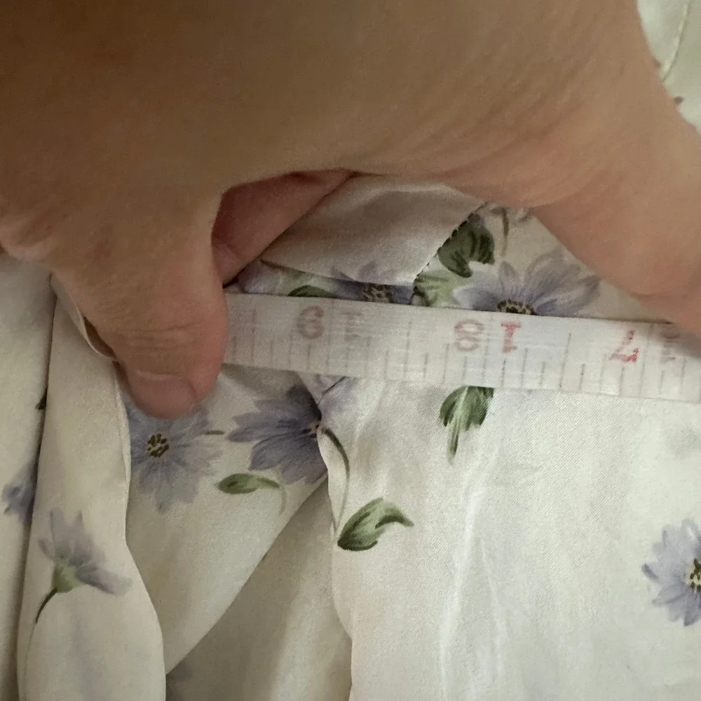 Vintage 100% Silk Luxe Floral Pajama Shirt Button Up Long Sleeve Breathable M